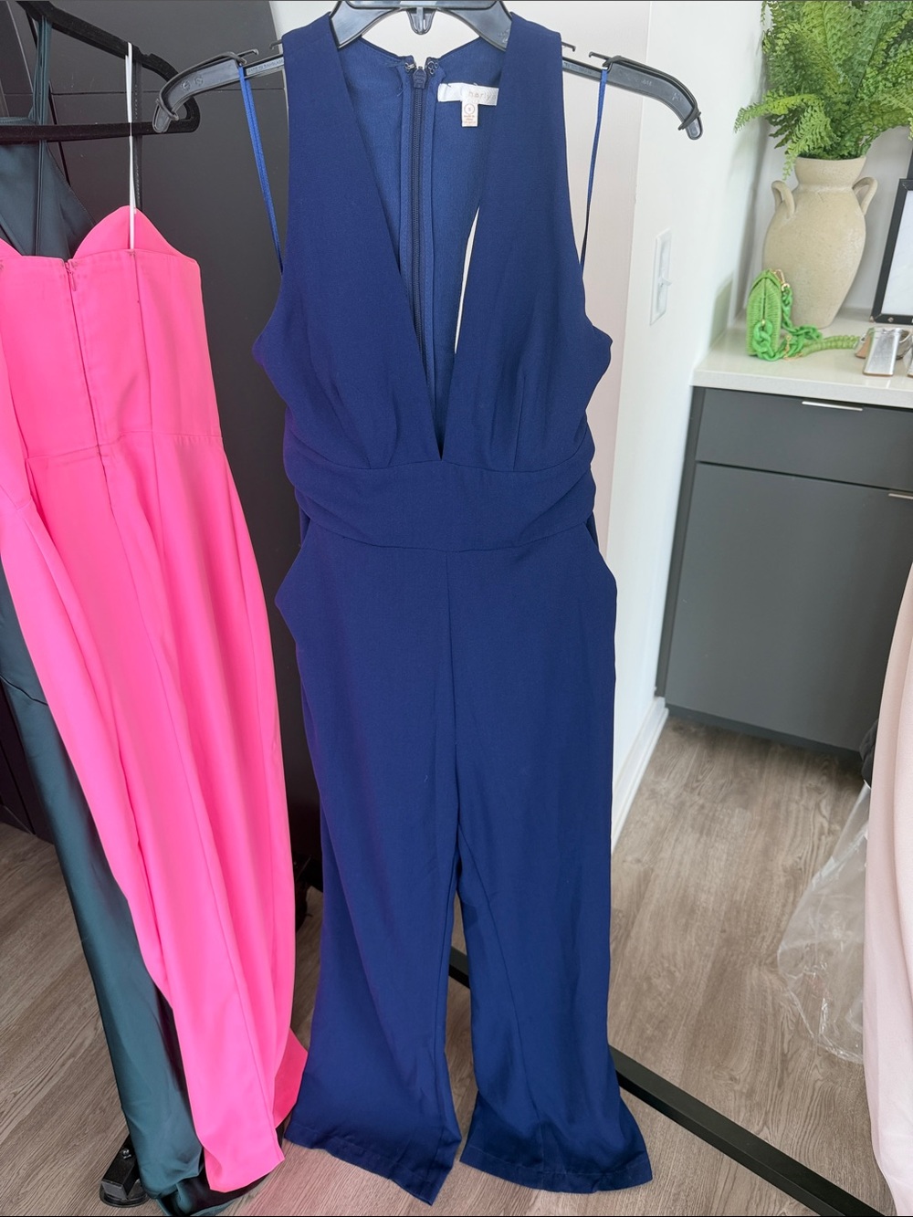 Deep V-Neck Navy Jumpsuit